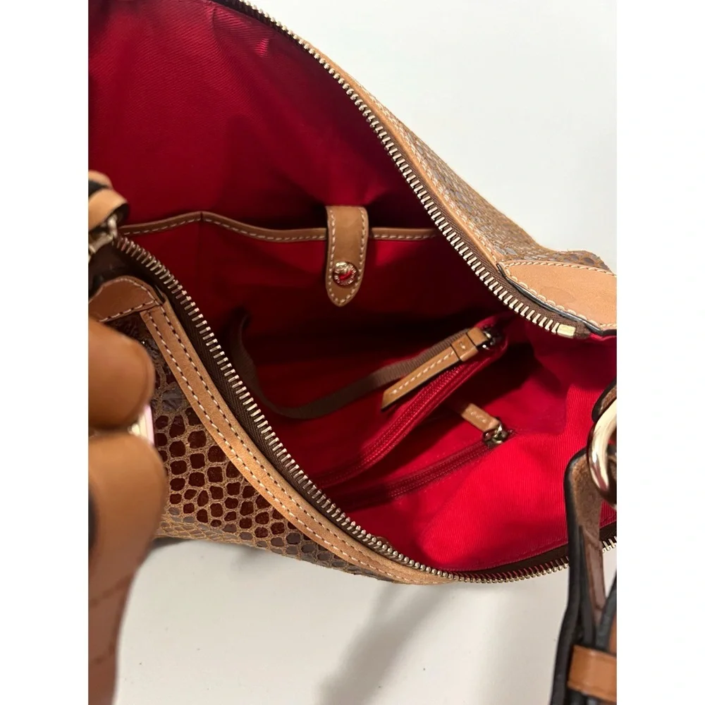 Dooney & Bourke Brown Embossed Snakeskin Shoulder Handbag - Picture 10 of 11